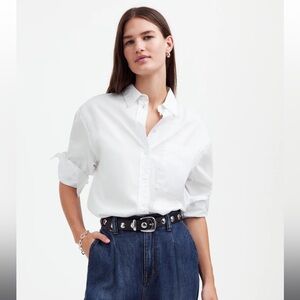 Madewell Relaxed Button-Up Shirt in Eyelet White NWT